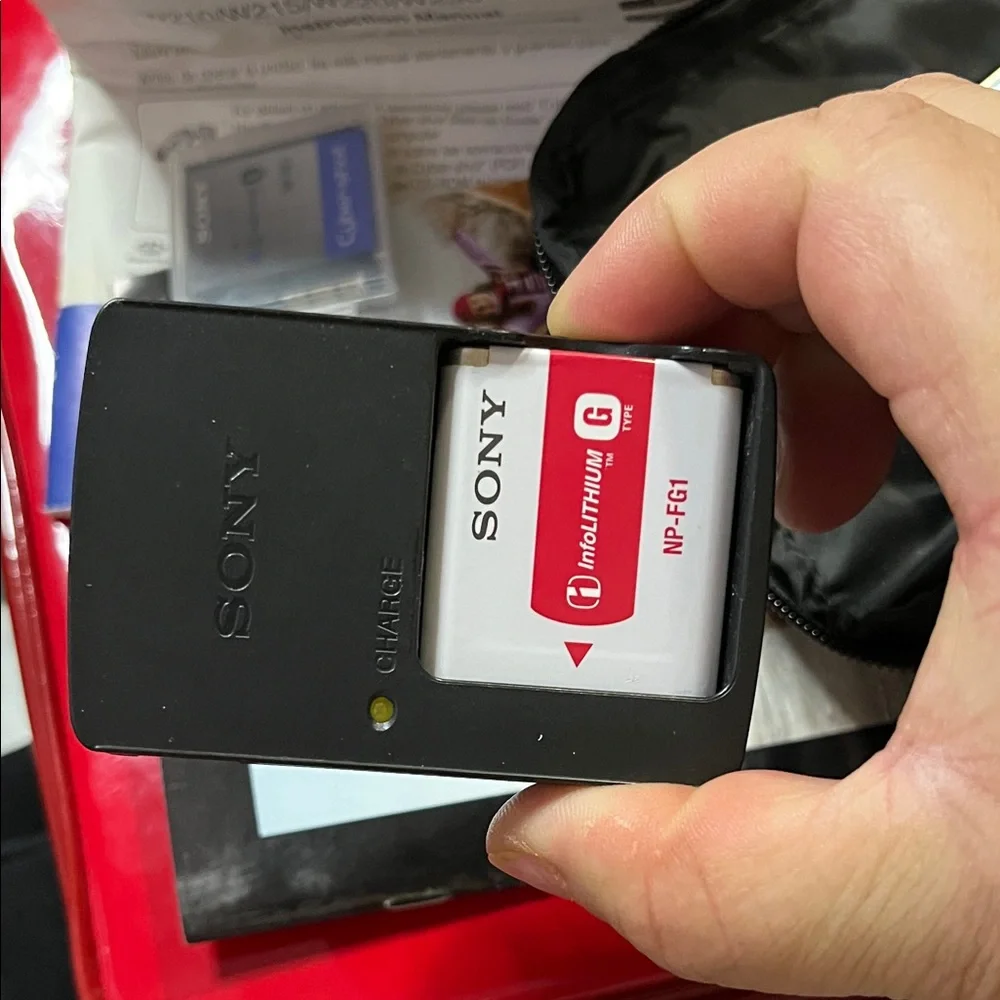 Sony Black and Silver Compact Digital Camera with Case and Accessories